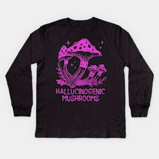 Hallucinogenic mushrooms, Magic Mushrooms, microdose mushrooms, psilocybin mushroom Kids Long Sleeve T-Shirt